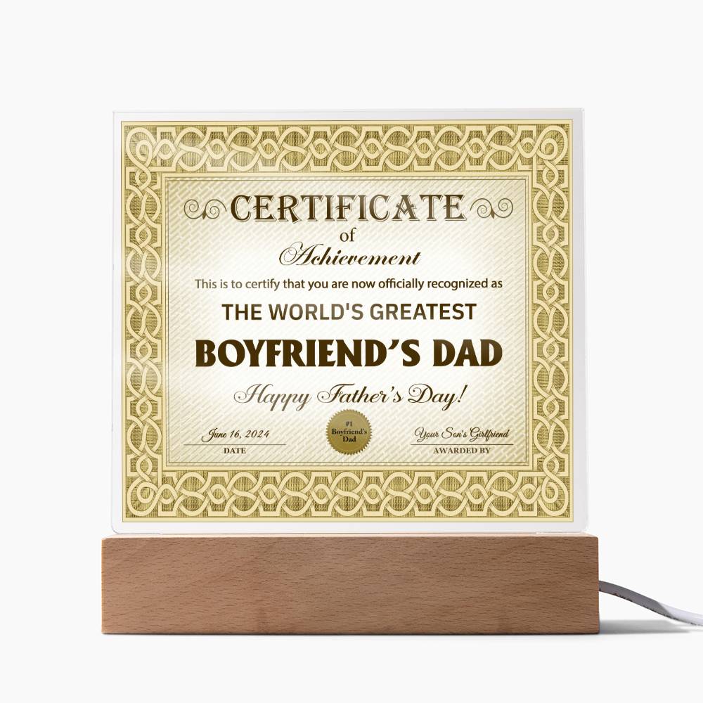Certificado de logro para el padre de mi novio