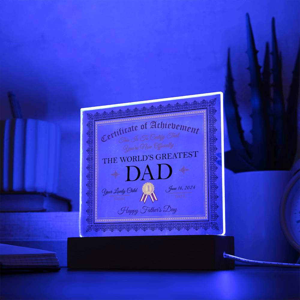 Certificado de "El mejor papá del mundo" - Acrílico