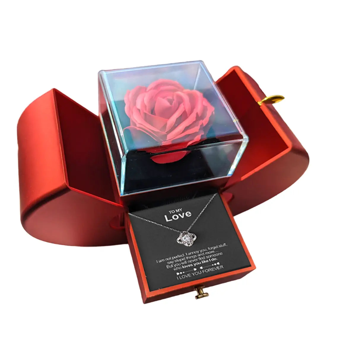 Forever Rose - Conjunto de regalo con collar y mensaje
