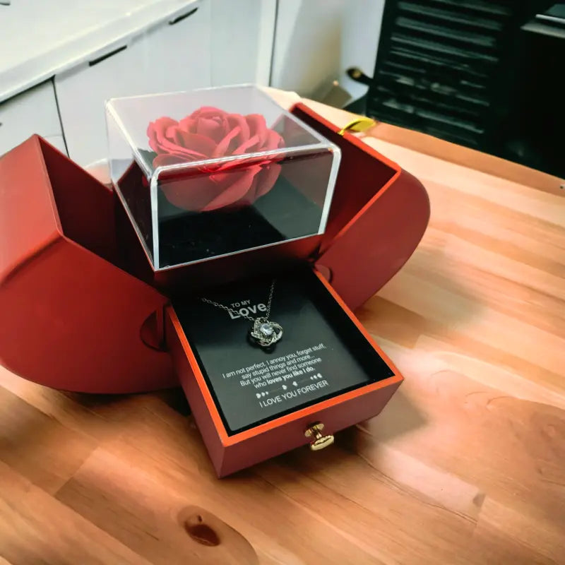 Forever Rose - Conjunto de regalo con collar y mensaje