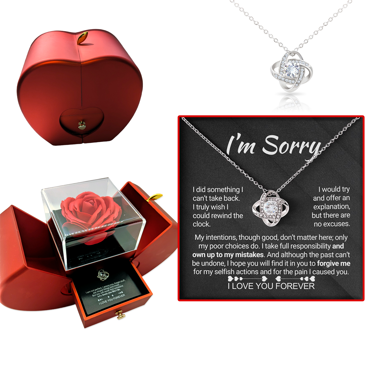 Forever Rose - Conjunto de regalo con collar y mensaje