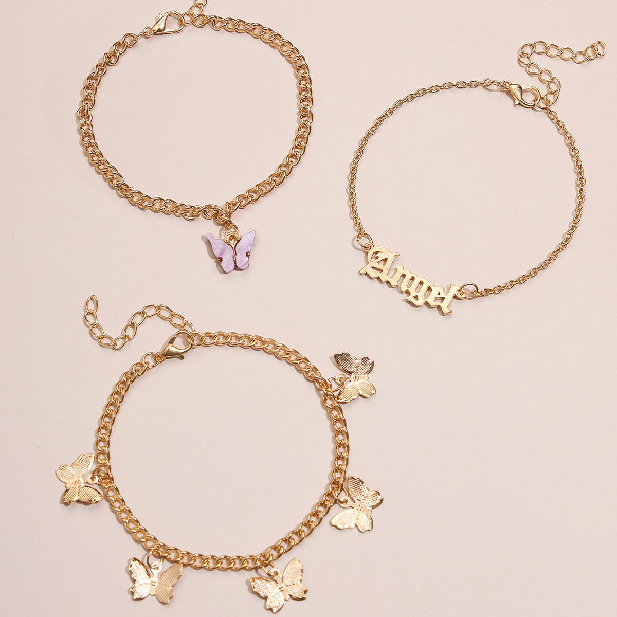 Conjunto de 3 tobilleras de mariposa
