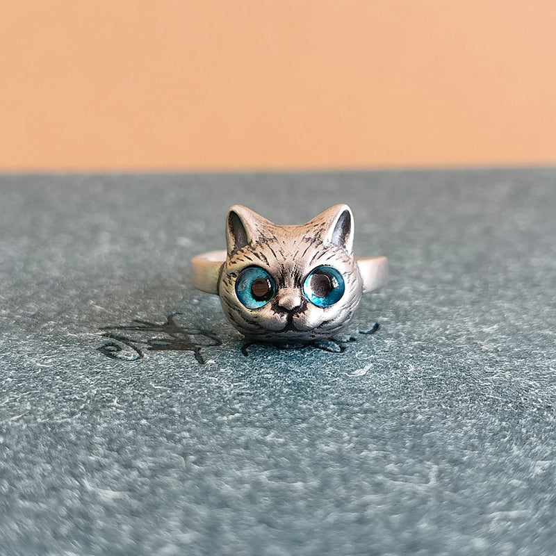 Blue Eye Cat Ring (Adjustable)