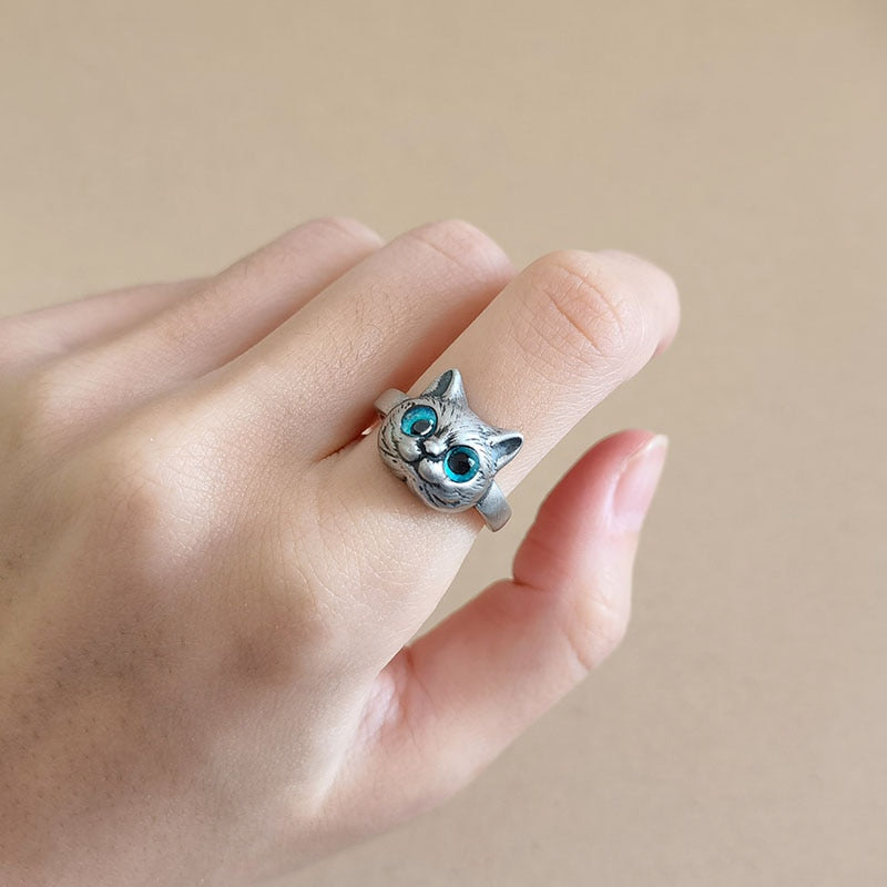 Blue Eye Cat Ring (Adjustable)