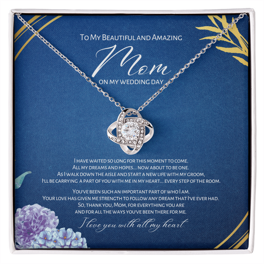 About To Be One - Mother Of The Bride Gift From Daughter - Love Knot Necklace - Navy