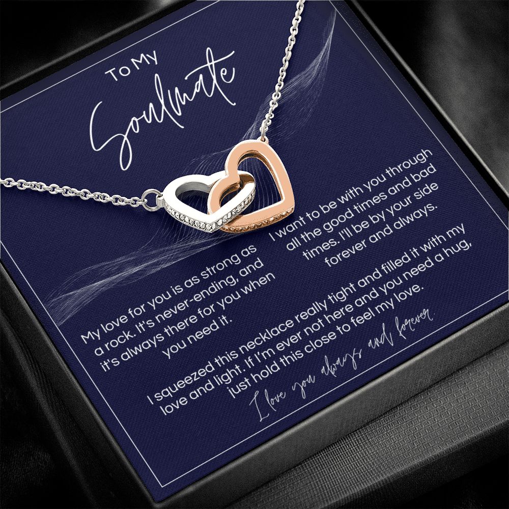 To My Soulmate - Strong As A Rock - Interlocked Hearts - Dark Card