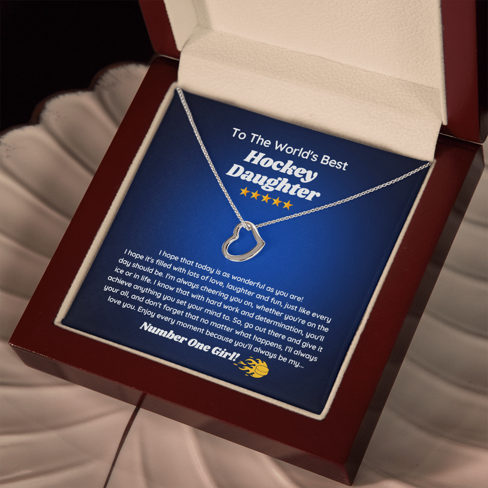 To The World's Best Hockey Daughter - Delicate Heart Necklace