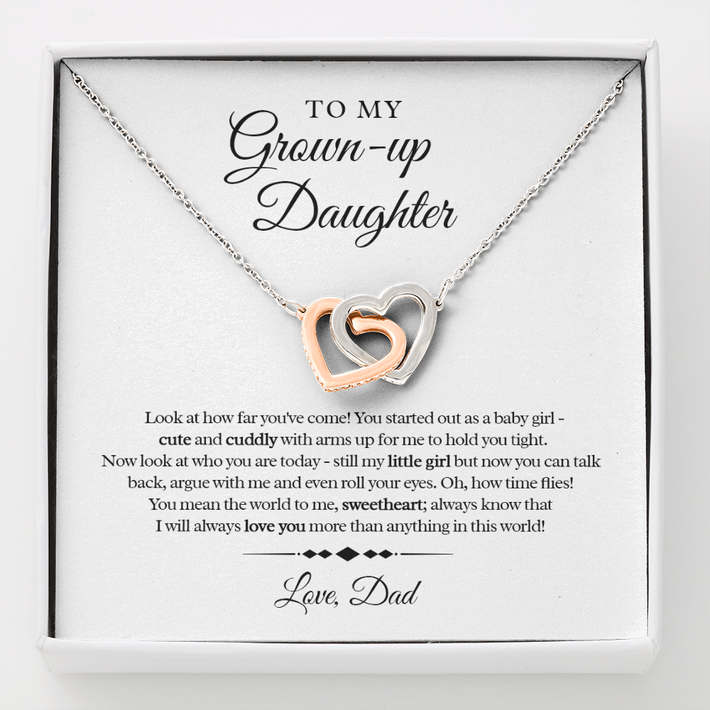 Mi hija adulta - Con amor, papá - Lindo y tierno - Collar de corazón entrelazado