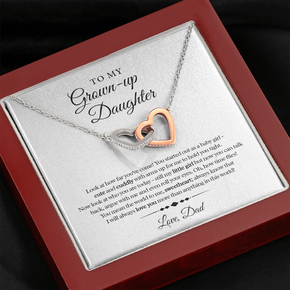 Mi hija adulta - Con amor, papá - Lindo y tierno - Collar de corazón entrelazado