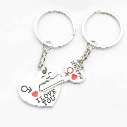 Silver 'Key to My Heart' Couple Keychain Set