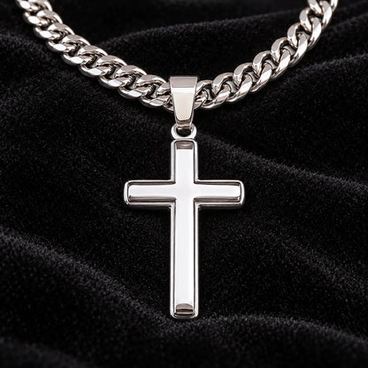 Polished artisan cross pendant close-up