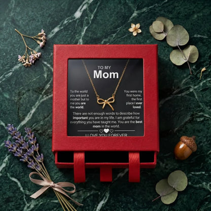To My Mom - First Home - Bow Necklace