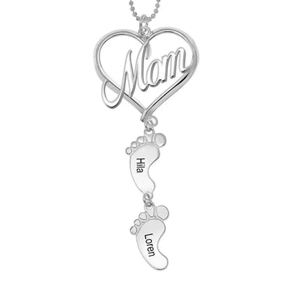 Forever Rose Box With Mom Baby Feet Necklace