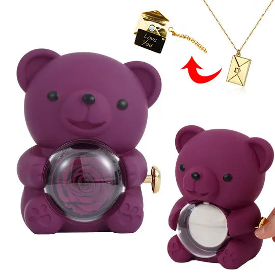 Love Envelope Necklace - With Real Rose Bear Giftbox