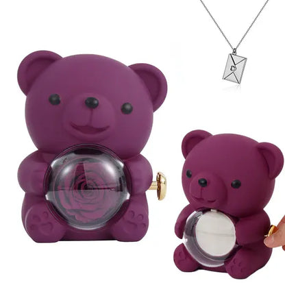 Love Envelope Necklace - With Real Rose Bear Giftbox