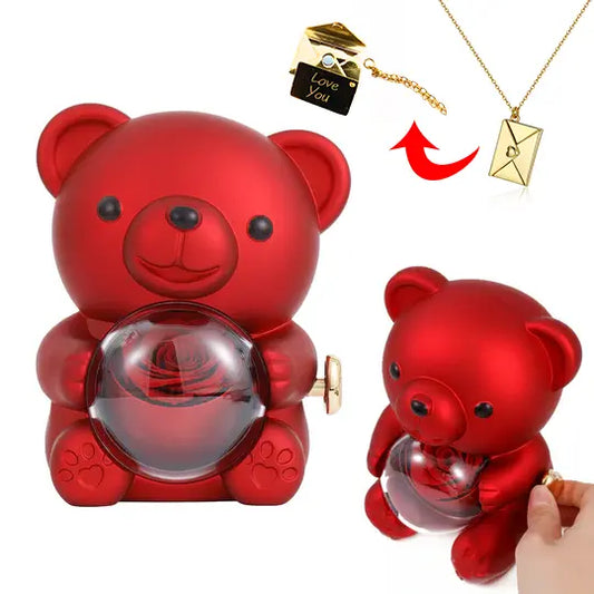 Love Envelope Necklace - With Real Rose Bear Giftbox