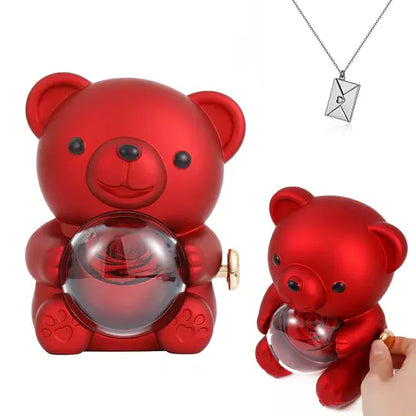 Love Envelope Necklace - With Real Rose Bear Giftbox