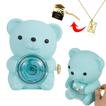 Love Envelope Necklace - With Real Rose Bear Giftbox