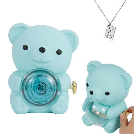 Love Envelope Necklace - With Real Rose Bear Giftbox