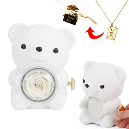 Love Envelope Necklace - With Real Rose Bear Giftbox