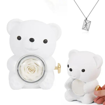 Love Envelope Necklace - With Real Rose Bear Giftbox