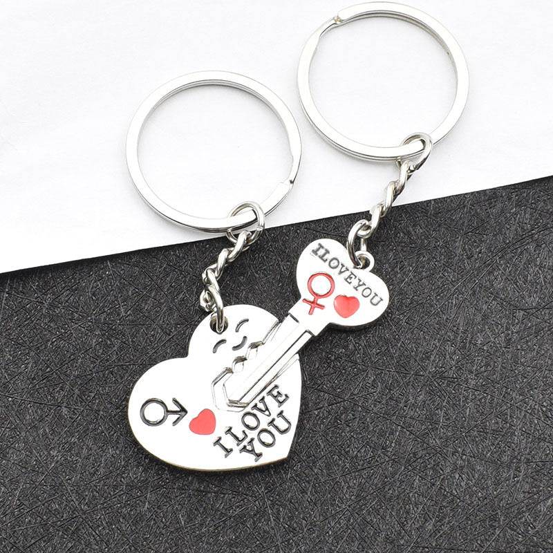 Silver 'Key to My Heart' Couple Keychain Set