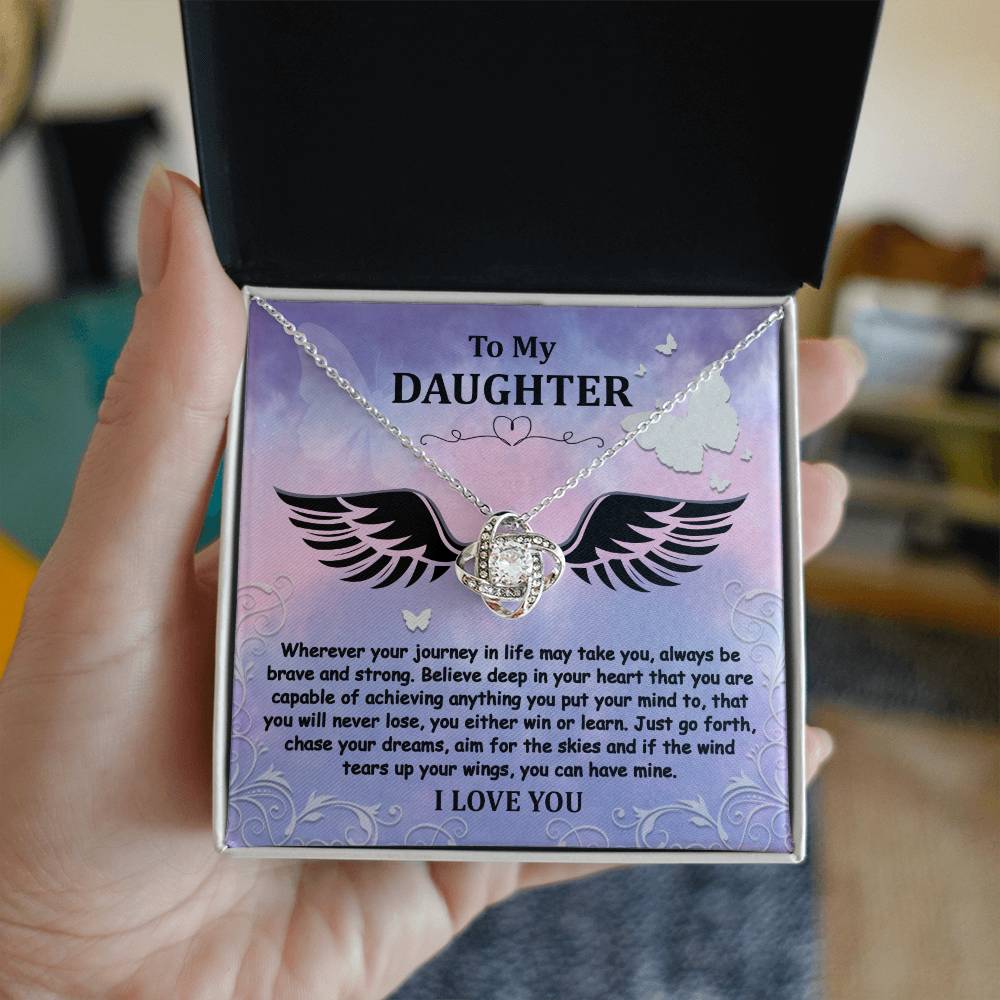 Daughter - Brave And Strong - Love Knot Necklace