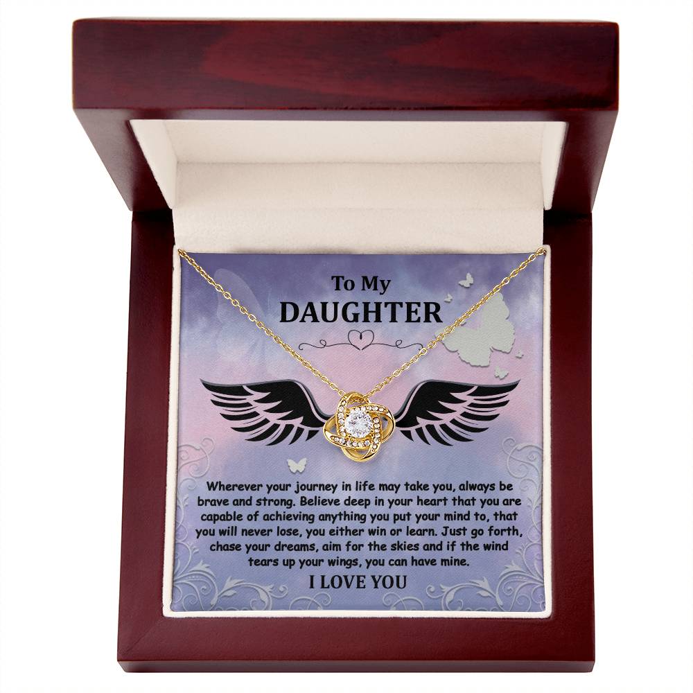 Daughter - Brave And Strong - Love Knot Necklace