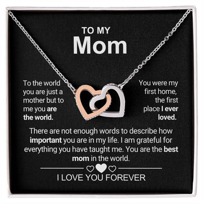 To My Mom - First Home - Interlocking Hearts Necklace