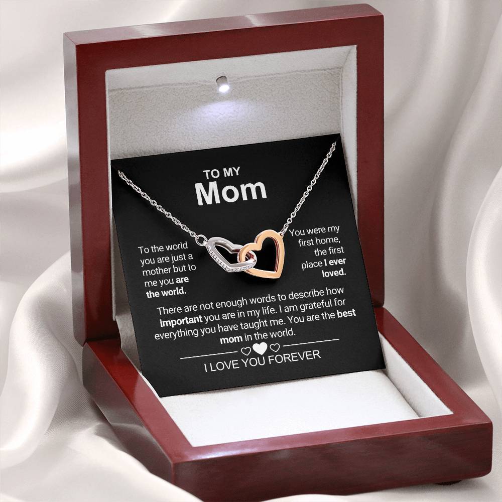 To My Mom - First Home - Interlocking Hearts Necklace