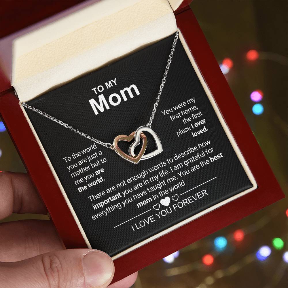 To My Mom - First Home - Interlocking Hearts Necklace