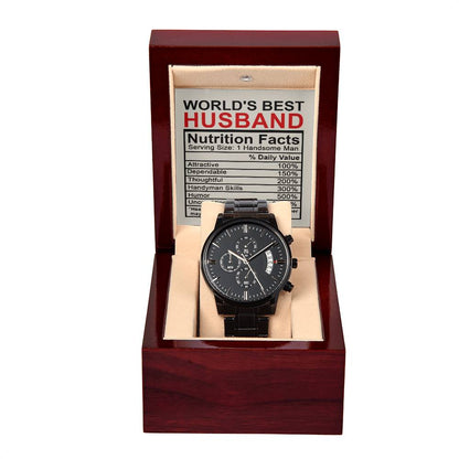 Husband - Nutrition Facts - Metal Chronograph Watch