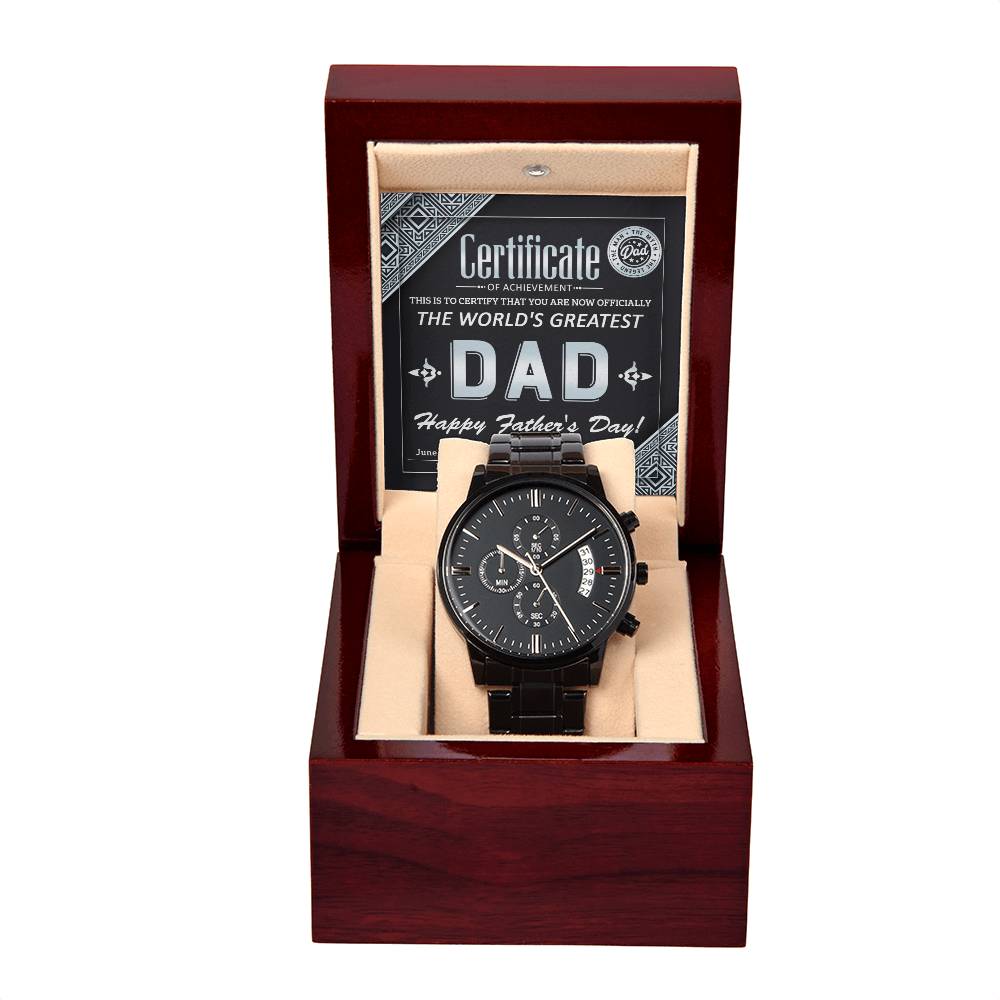 Dad - Certificate Of Achievement - Metal Chronograph Watch