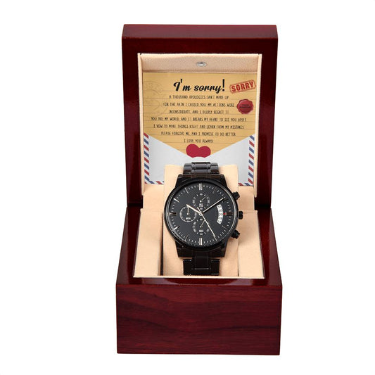 Sorry - Breaks My Heart - Black Chronographic Watch