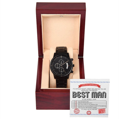 Best Man - Official Certificate - Metal Chronograph Watch