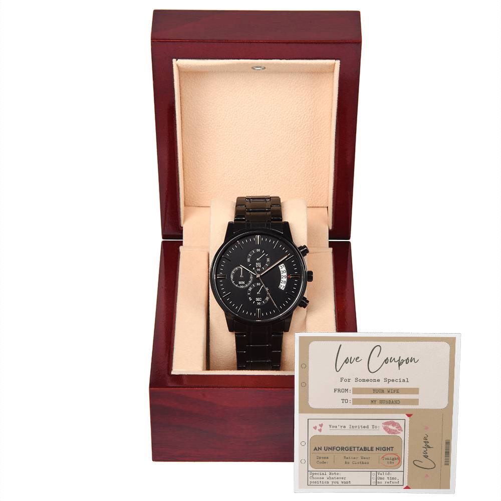 Husband - Coupon Book - Metal Chronograph Watch