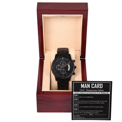 Groomsman - Man Card - Metal Chronograph Watch