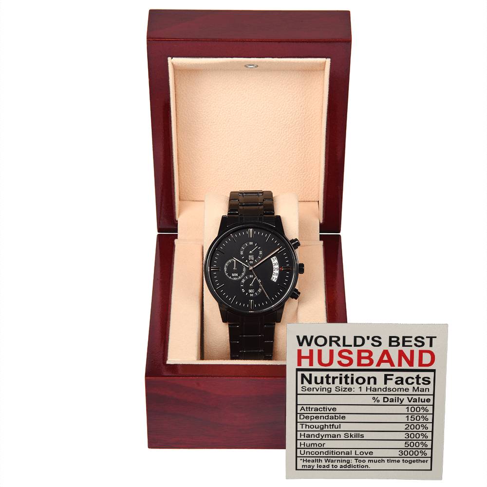 Husband - Nutrition Facts - Metal Chronograph Watch