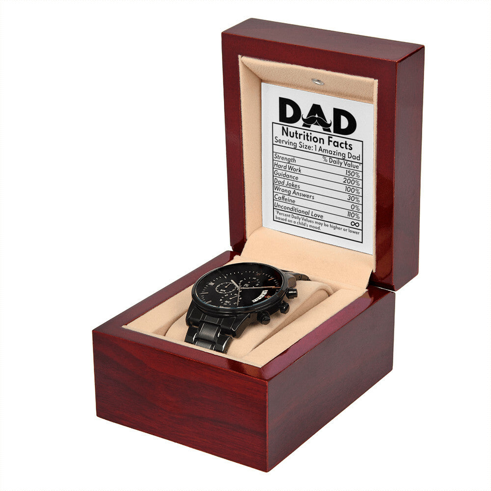 Dad - Nutrition Facts - Metal Chronograph Watch