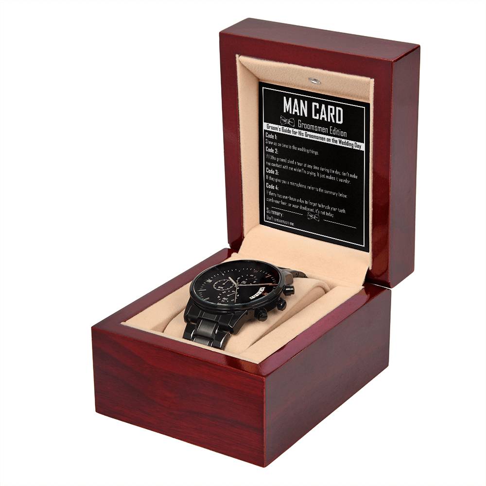 Groomsman - Man Card - Metal Chronograph Watch