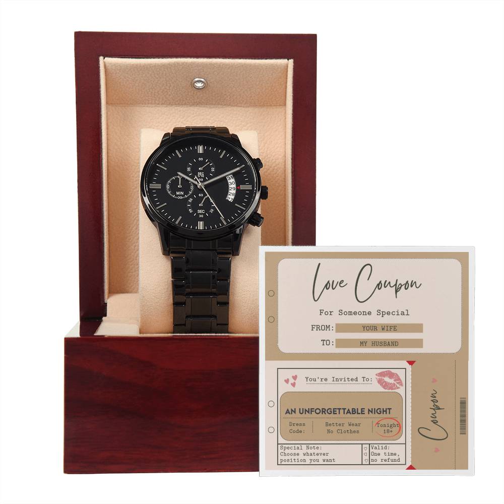 Husband - Coupon Book - Metal Chronograph Watch