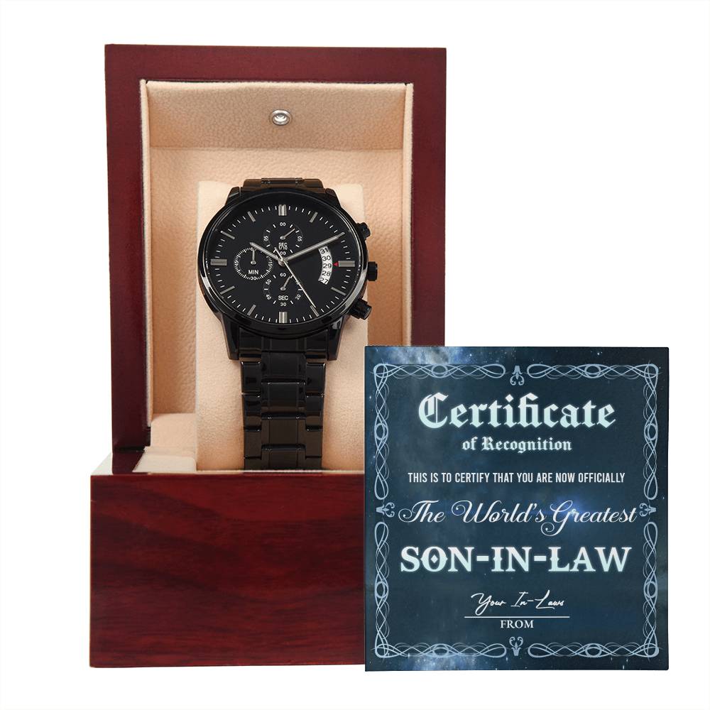 Son-In-Law - Certificate Of Achievement - Metal Chronograph Watch