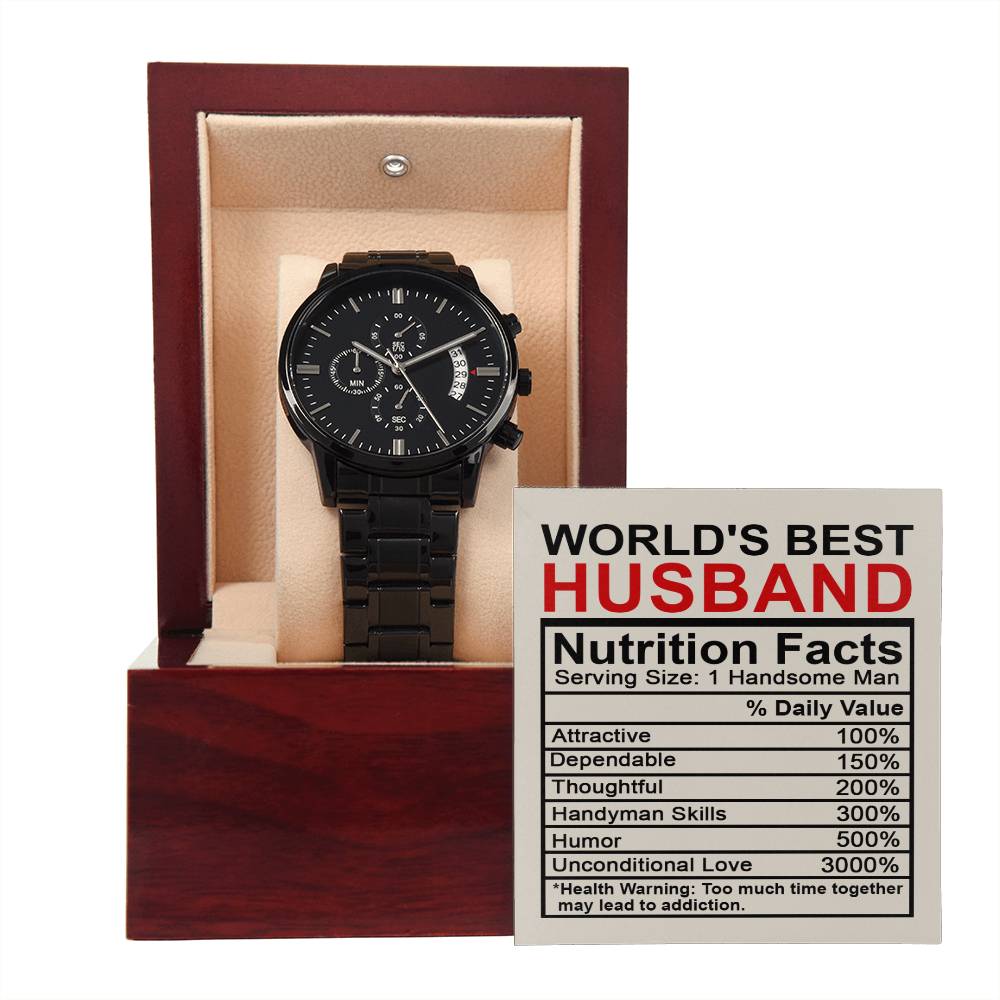 Husband - Nutrition Facts - Metal Chronograph Watch