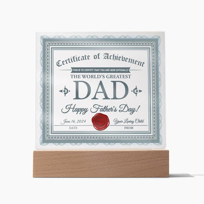 Dad - Certificate Of Achievement - Acrylic