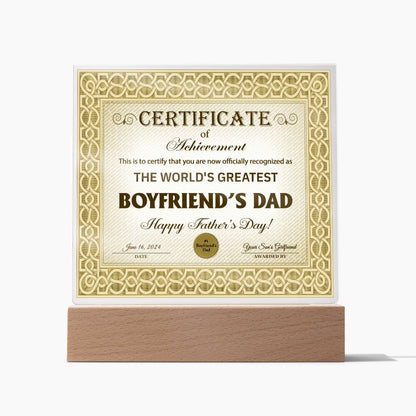 Boyfriend's Dad - Certificate Of Achievement