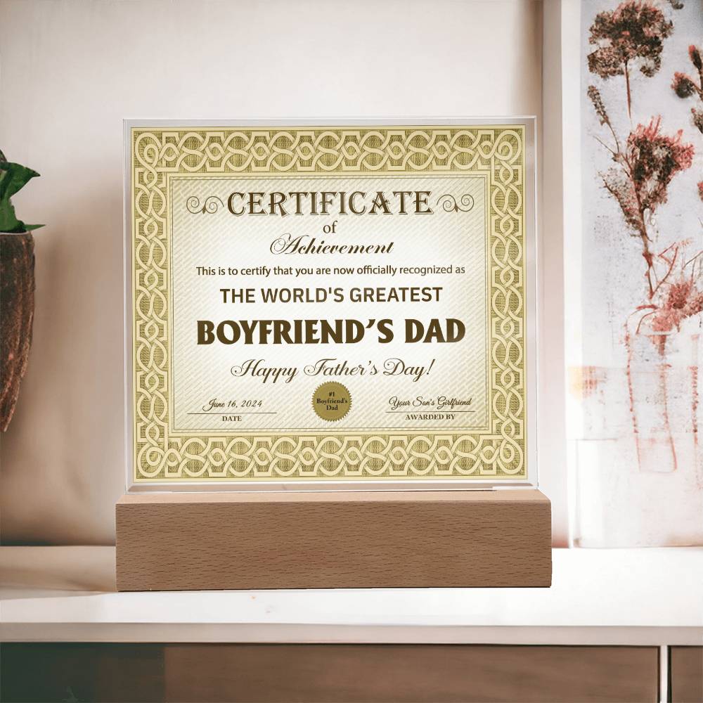 Boyfriend's Dad - Certificate Of Achievement