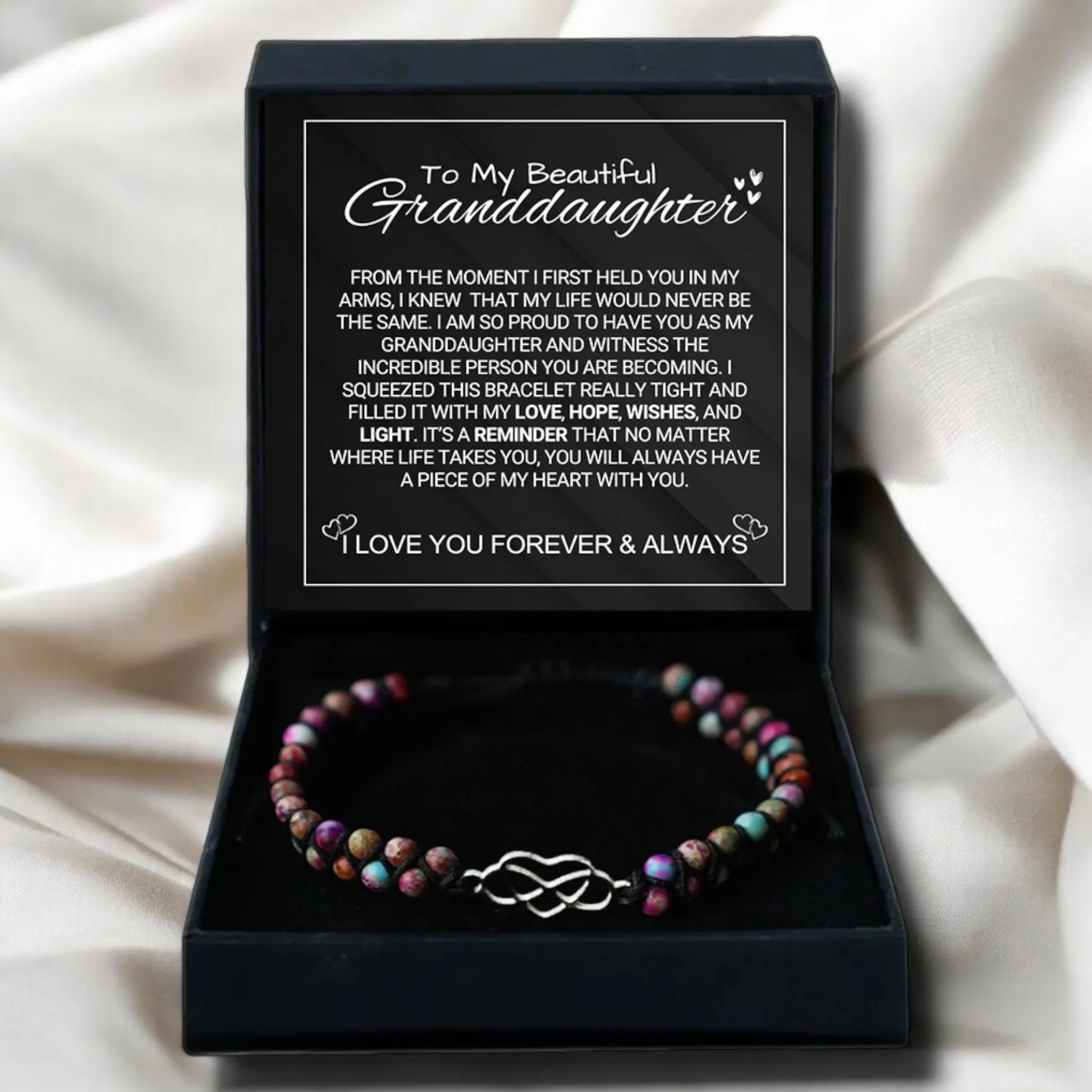 Aphro Pulsera de corazón de jaspe con texto en inglés «To My Granddaughter Love You Forever», pulsera clásica ajustable de jaspe natural, pulseras de piedra con dije en forma de corazón Aphro Pulsera de corazón de jaspe con texto en inglés «To My Granddaughter Love You Forever», pulsera clásica ajustable de jaspe natural, pulseras de piedra con dije en forma de corazón
