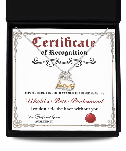 Bridesmaid - Certificate Of Recognition - GB