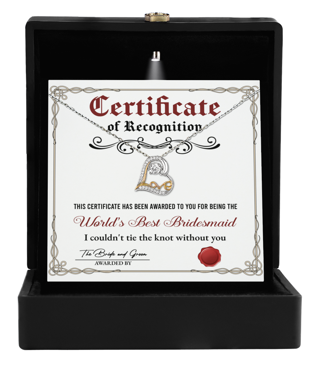 Bridesmaid - Certificate Of Recognition - GB