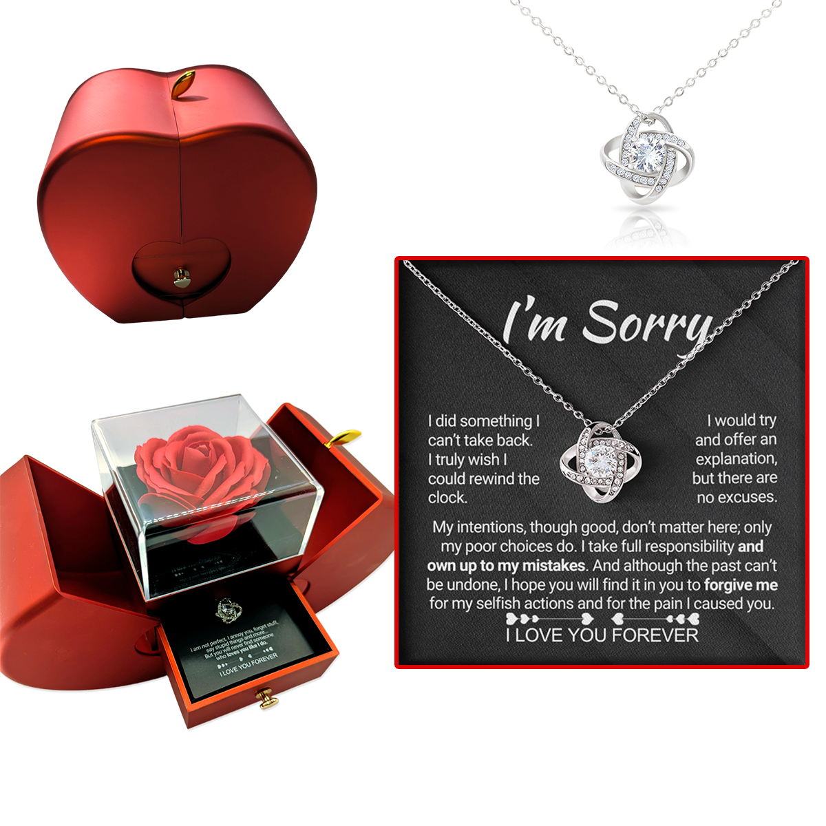 Forever Rose - Necklace & Message Gift Set